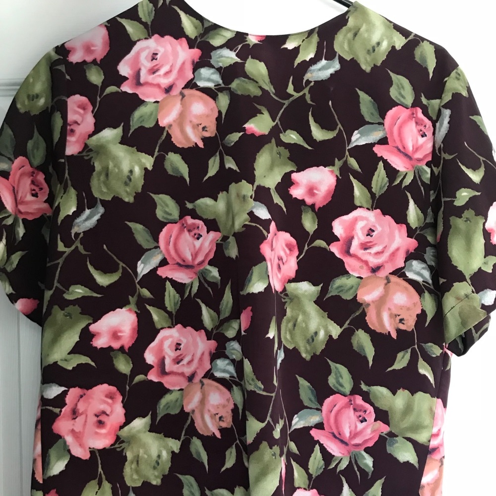 Vintage Pink and Green Floral Blouse 🌺🌹💐🌷